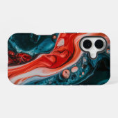 Coque iPhone 16 Marée Rouge Abstraite (Verso Horizontal)