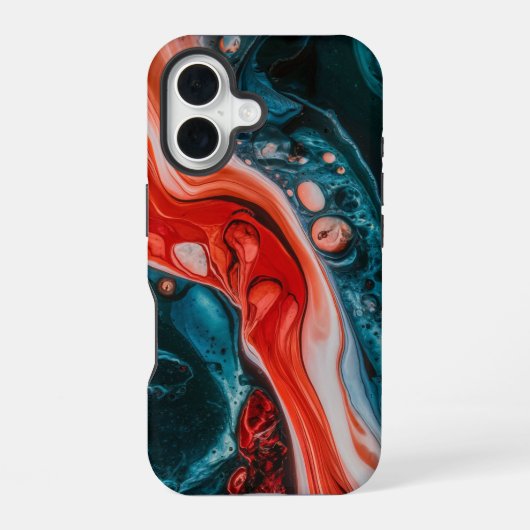 Coque iPhone 16 Marée Rouge Abstraite (Verso)