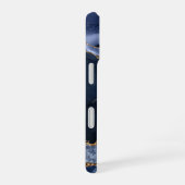 Coque iPhone 16 Marine Blue Agate Geode Gold Script Monogramme (Côté droit)