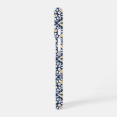 Coque iPhone 16 Marine et Motif méditerranéen jaune (Côté gauche)