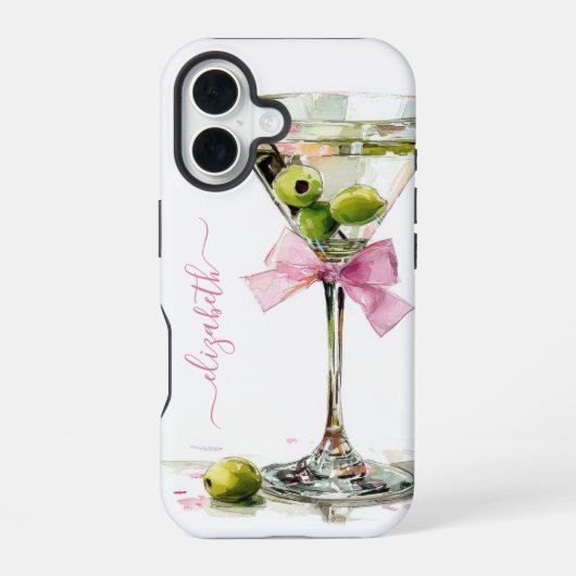 Coque iPhone 16 Martini Élégant Monogrammé (Verso)