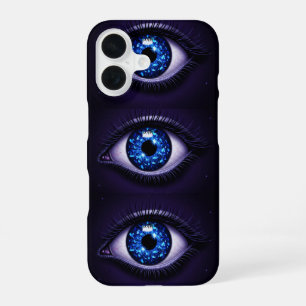 Coque iPhone 16 Mauvais Œil sur Toile Pailletée Sombre
