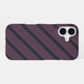 Coque iPhone 16 Mauve violet et charbon de bois cinq bandes motif (Verso Horizontal)