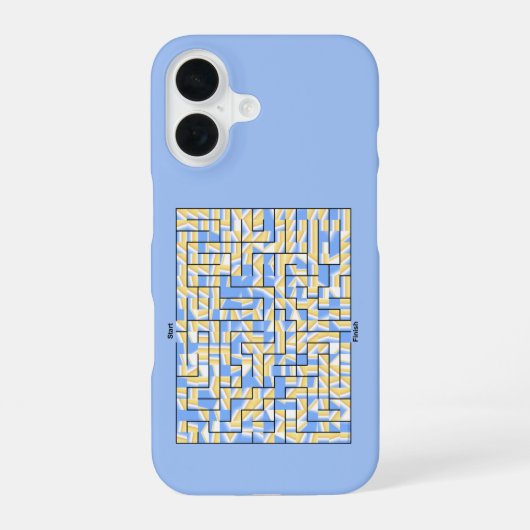 Coque iPhone 16 Maze bleu et jaune (Verso)