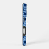 Coque iPhone 16 Méandre de clé grecque en bleu indigo (Côté droit)