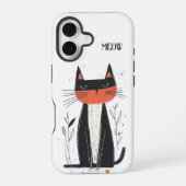 Coque iPhone 16 Meow. Illustration de chat confiant (Verso)
