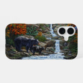 Coque iPhone 16 Mère Ours Noir & Petit par Cascade (Verso Horizontal)