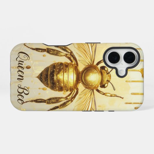 Coque iPhone 16 Miel d'or personnalisé Bee Beehive Honeybee (Verso Horizontal)