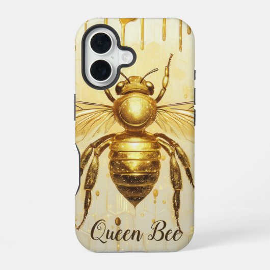Coque iPhone 16 Miel d'or personnalisé Bee Beehive Honeybee (Verso)