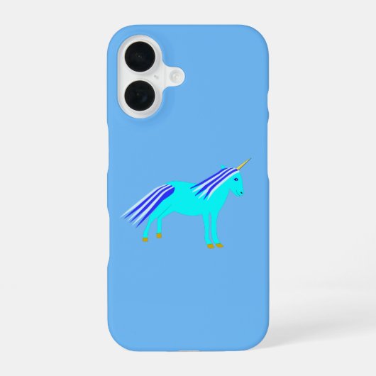 Coque iPhone 16 Mignon Garçon Bébé Licorne Bleue (Verso)