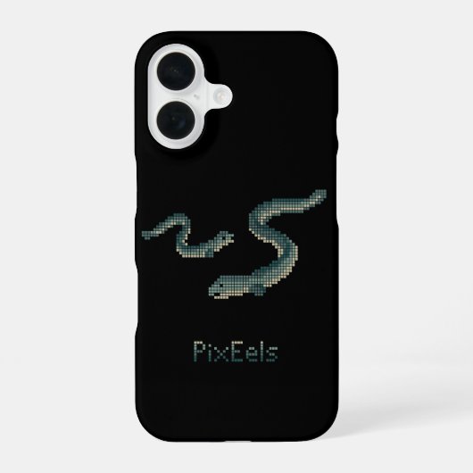 Coque iPhone 16 Mignons "PixEels" Anguilles Pixelisées Graphique (Verso)