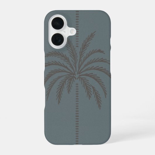 Coque iPhone 16 Minimal Palm Tree Pattern Blue Grey Tropical  (Verso)