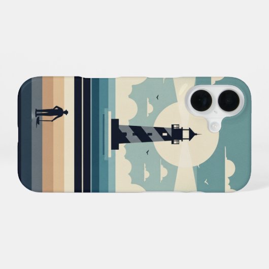 Coque iPhone 16 Minimal Retro Lighthouse (Verso Horizontal)
