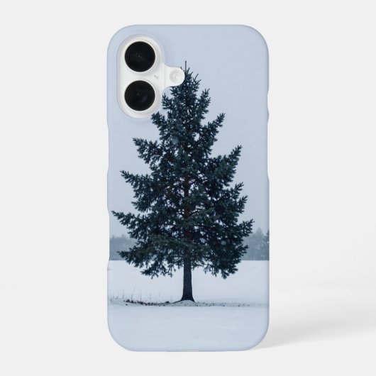 Coque iPhone 16 Minimal Winter Lone Fir Tree Snow Phone Case (Verso)