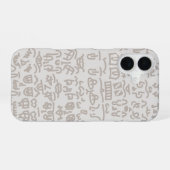 Coque iPhone 16 Minimalist Beige Doodle Pattern Case – Abst (Verso Horizontal)