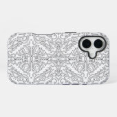 Coque iPhone 16 Minimalist Grey Floral Pattern (Verso Horizontal)