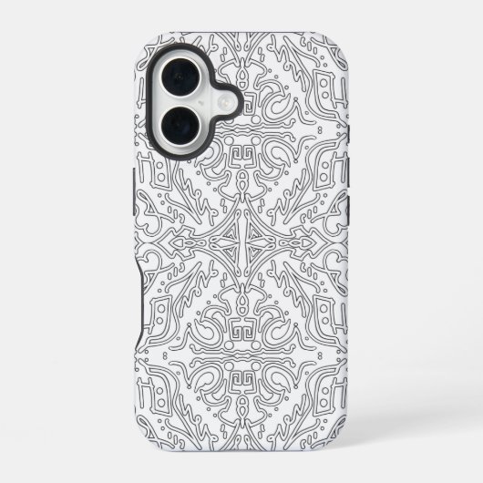 Coque iPhone 16 Minimalist Grey Floral Pattern (Verso)