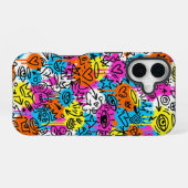Coque iPhone 16 Minimalist Neon Scribble Doodle iPhone 16 case  (Verso Horizontal)