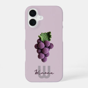 Coque iPhone 16 Minimaliste Chic Grand-mère Violet Crochet Raisin