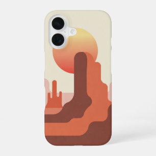Coque iPhone 16 Minimaliste Rétro Butte du Désert