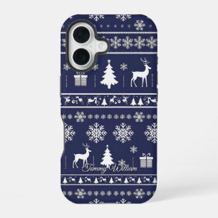 Coque iPhone 16 modèle de chandail de Noël moche mignon
