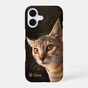 Coque iPhone 16 Modèle de photo de chat personnalisé pour animaux