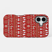 Coque iPhone 16 modèle de pull de Noël mignon laid (Verso Horizontal)