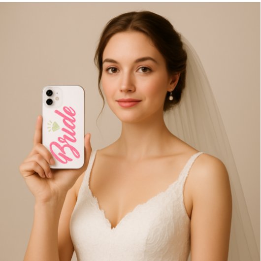 Coque iPhone 16 Modern Elegant Simple Bride Glittery Pink Diamond