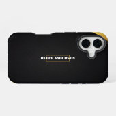 Coque iPhone 16 Modern Minimalist Black & Gold Pattern with Custom (Verso Horizontal)