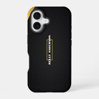Coque iPhone 16 Modern Minimalist Black & Gold Pattern with Custom