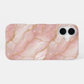 Coque iPhone 16 Modern Rose Quartz Marble Gold (Verso Horizontal)