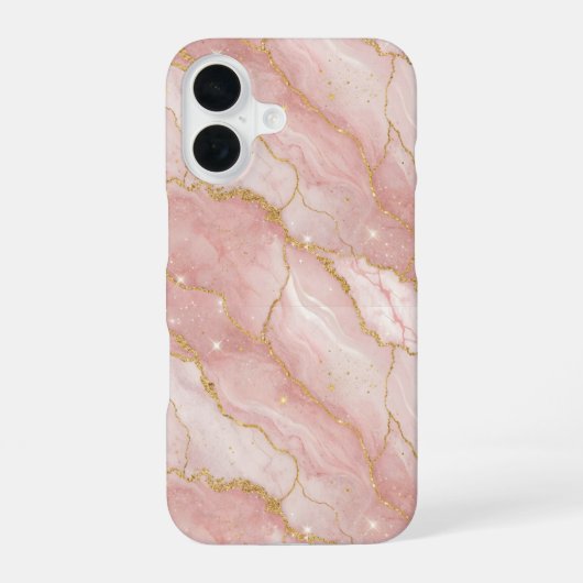Coque iPhone 16 Modern Rose Quartz Marble Gold (Verso)