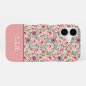 Coque iPhone 16 Modern Wildflowers with Name (Verso Horizontal)