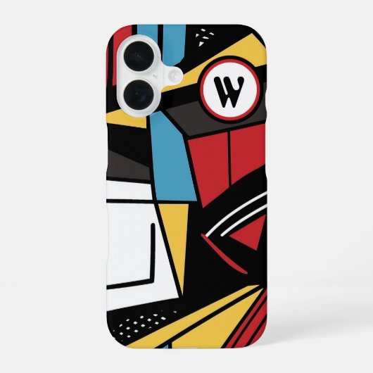 Coque iPhone 16 Moderne Abstrait Géométrique Monogrammé (Verso)