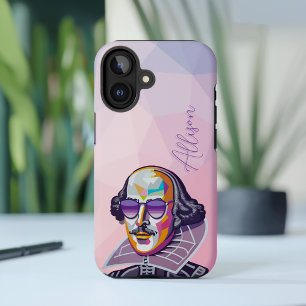 Coque iPhone 16 Moderne Chic Rose Géométrique Shakespeare