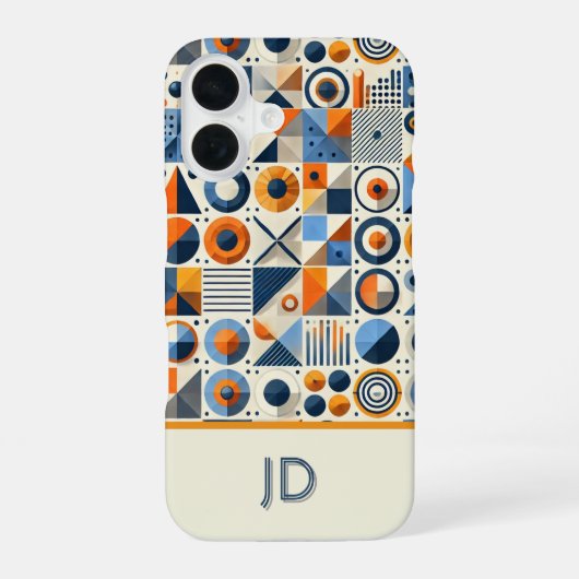 Coque iPhone 16 Moderne Géométrique Colorée Monogrammée (Verso)