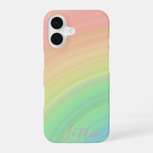 Coque iPhone 16 Moderne Monogramme Girly Rainbow Gradient (Verso)