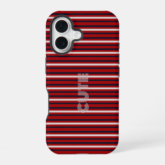 Coque iPhone 16 Moderne Monogrammé Rayé (Verso)
