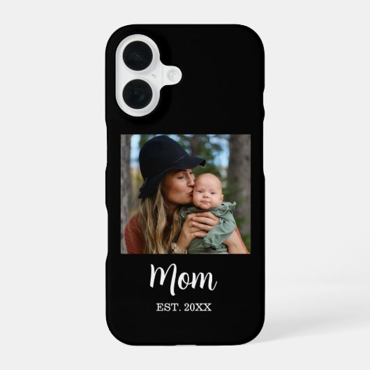 Coque iPhone 16 Mom Established Black Script Photo  (Verso)