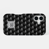 Coque iPhone 16 Monogram, 3D Black Geometric Pattern, Modern (Verso Horizontal)