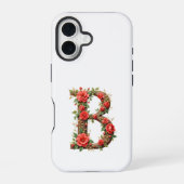 Coque iPhone 16 Monogram B with flowers (Verso)