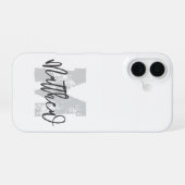 Coque iPhone 16 Monogram Modern Cool Grunge Ajouter Votre Nom (Verso Horizontal)