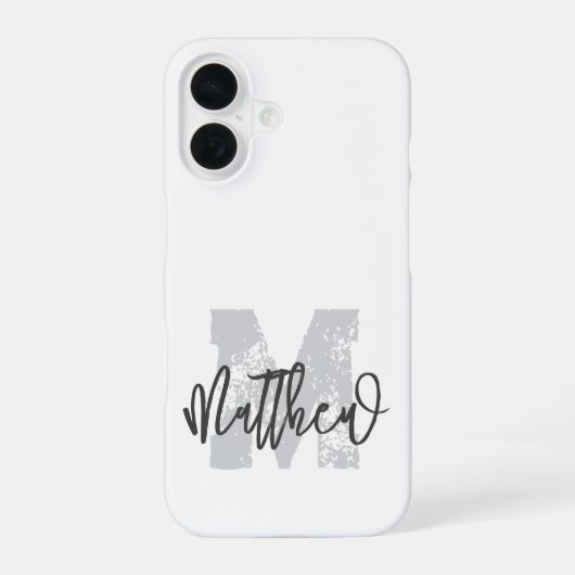 Coque iPhone 16 Monogram Modern Cool Grunge Ajouter Votre Nom (Verso)