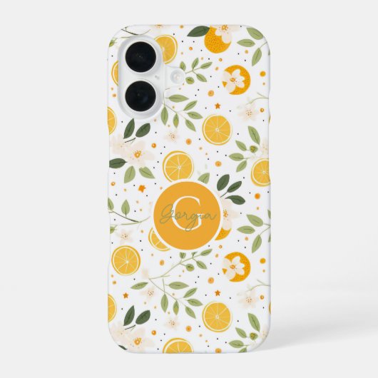 Coque iPhone 16 Monogram Summer Lemon Pattern iPhone Case (Verso)