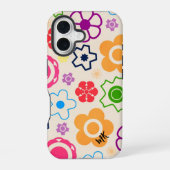 Coque iPhone 16 Monogramme Abstrait d'alimentation des fleurs (Verso)