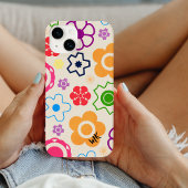 Coque iPhone 16 Monogramme Abstrait d'alimentation des fleurs
