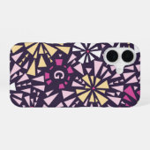 Coque iPhone 16 Monogramme Abstrait des éclats violets (Verso Horizontal)