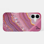 Coque iPhone 16 Monogramme Améthyste Aurora (Verso Horizontal)