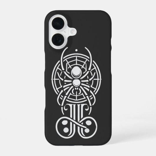 Coque iPhone 16 Monogramme Araignée Gothique (Verso)