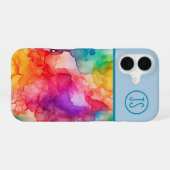 Coque iPhone 16 Monogramme Arc-en-Ciel de Style Encre Alcoolique A (Verso Horizontal)